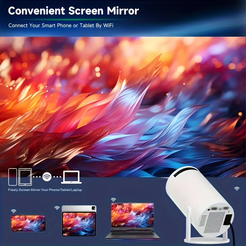 Projecteur LED Portable Android 11 – 720p natif, WiFi 6, BT 5.0, angle 180°, haut‑parleurs intégrés
