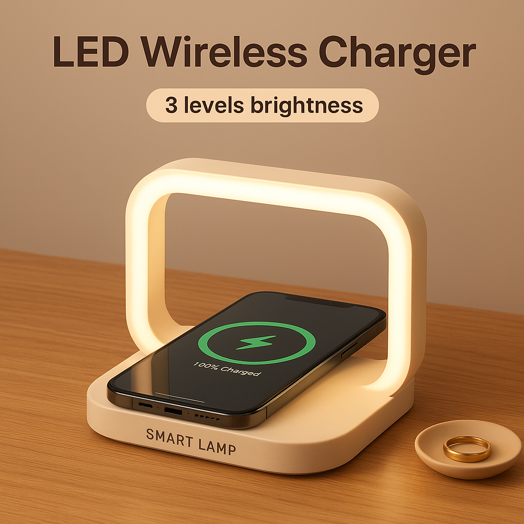 Chargeur sans fil avec veilleuse LED - 2 en 1 pratique et design