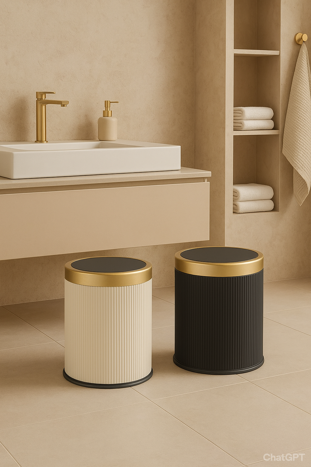 Poubelle de salle de bain design 12L avec couvercle