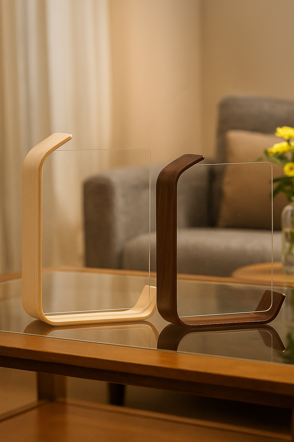 Cadre photo transparent double face – Bois & acrylique design