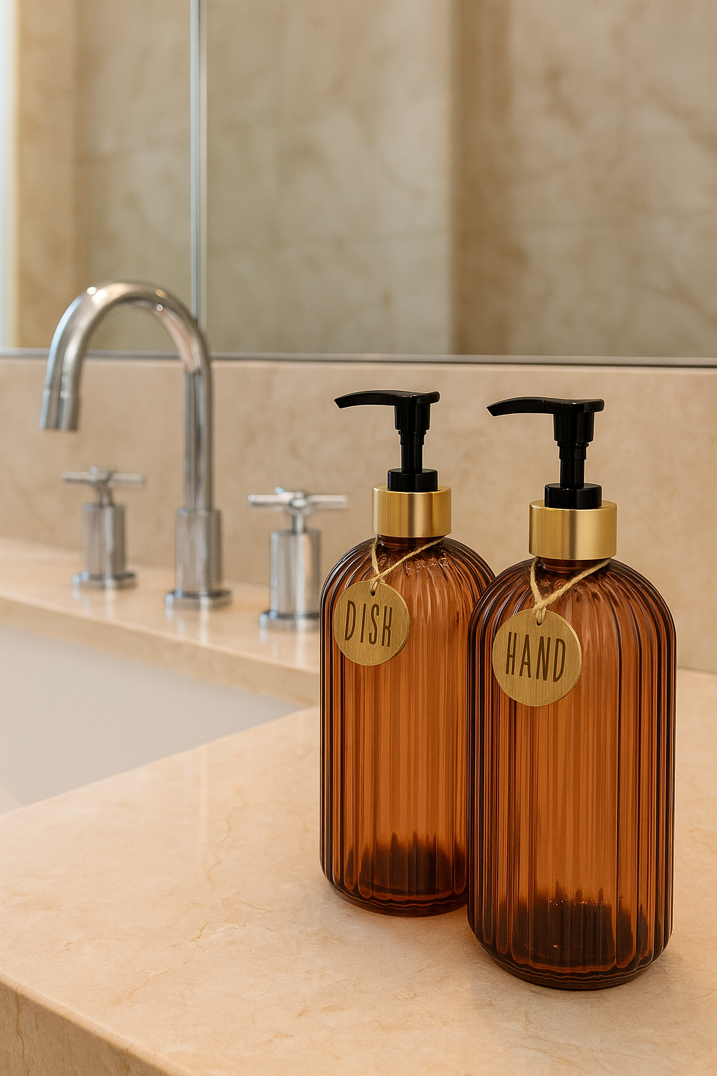 Distributeurs de savon liquide rechargeable – Bouteille pressable pour salle de bain