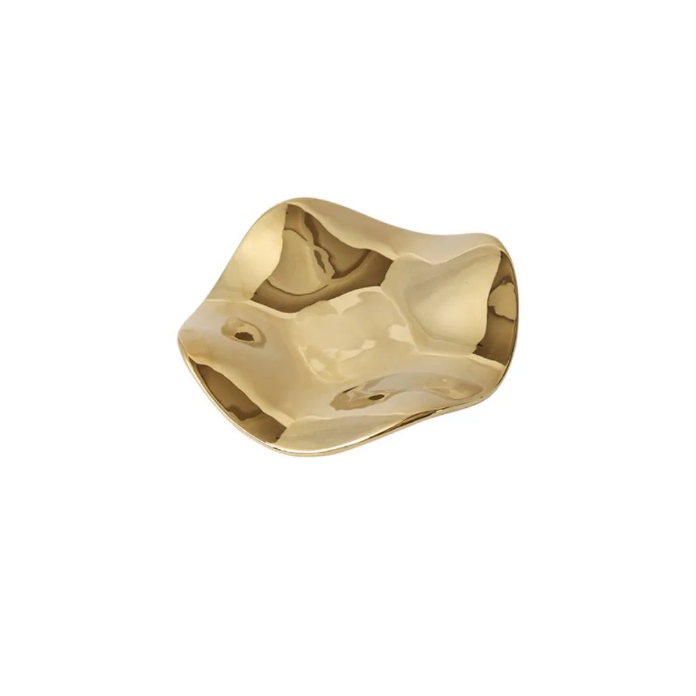 Plateau en céramique en forme de fleur irrégulière – Rangement élégant pour clés, bijoux et petits objets