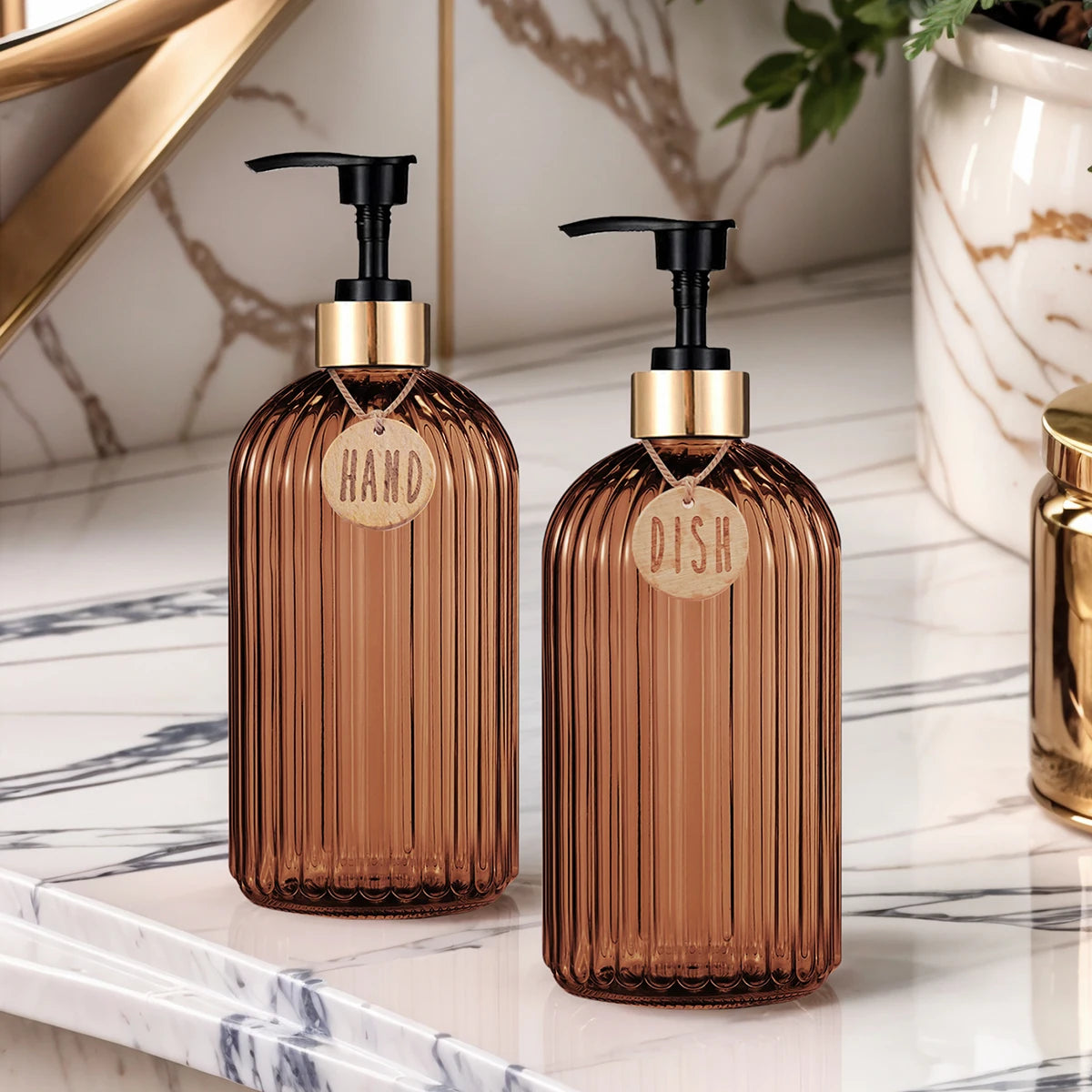 Distributeur de savon liquide rechargeable – Bouteille pressable pour salle de bain