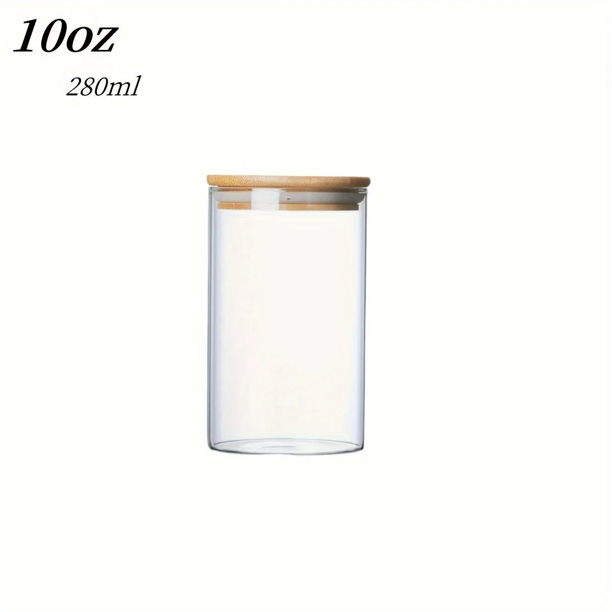 Bocal en verre 280 ml avec couvercle en bambou – Rangement pratique pour épices, café, fruits secs...