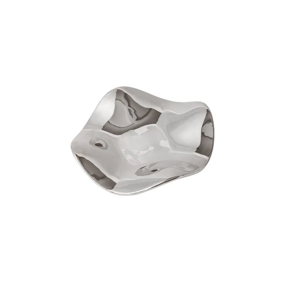 Plateau en céramique en forme de fleur irrégulière – Rangement élégant pour clés, bijoux et petits objets