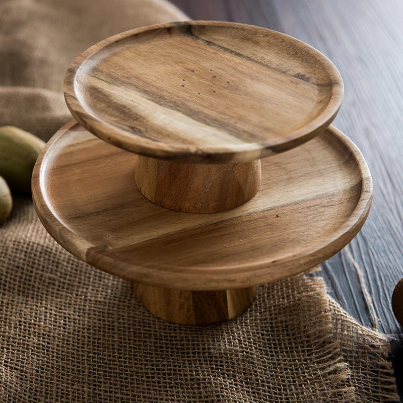 Plateau en bois surélevé – Présentation élégante pour desserts, fruits et snacks