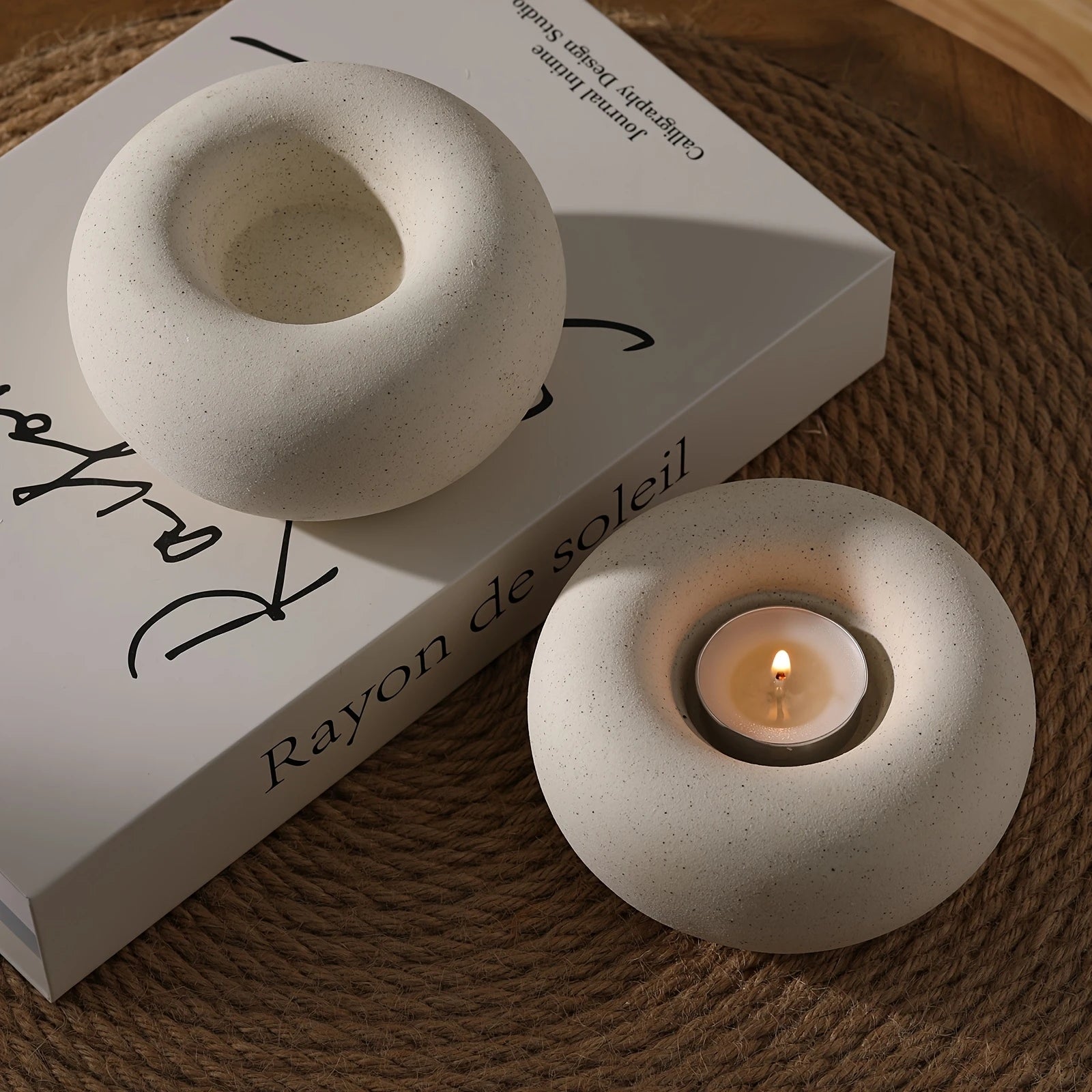 Porte-bougie premium – Cercle donut sculptural pour décoration intérieure et ambiance raffinée