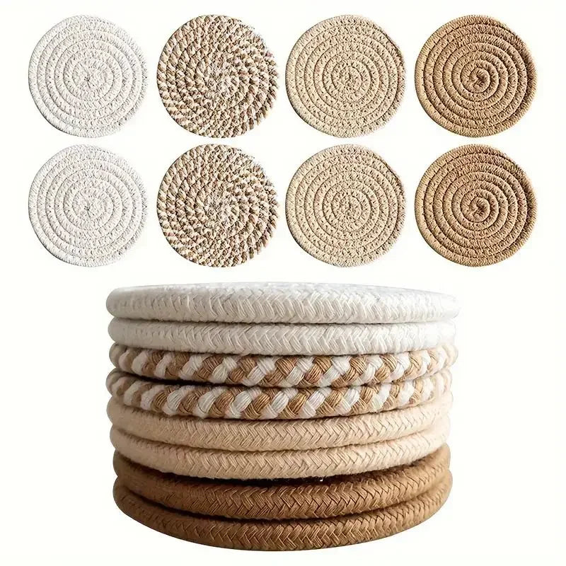 Set de sous-verres absorbants en coton tissé – protection élégante pour table et boissons
