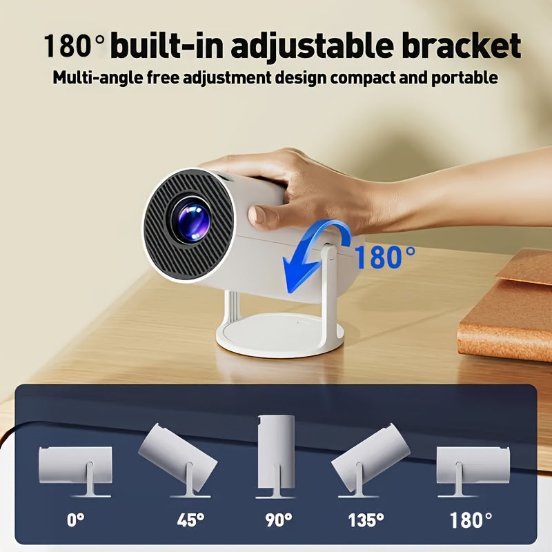 Projecteur LED Portable Android 11 – 720p natif, WiFi 6, BT 5.0, angle 180°, haut‑parleurs intégrés